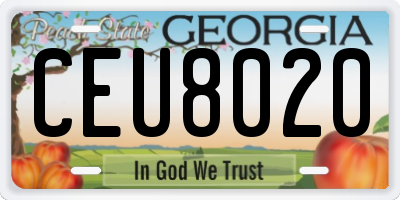 GA license plate CEU8020
