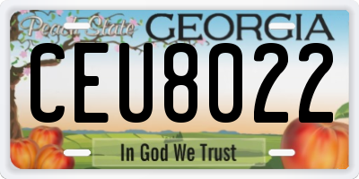 GA license plate CEU8022