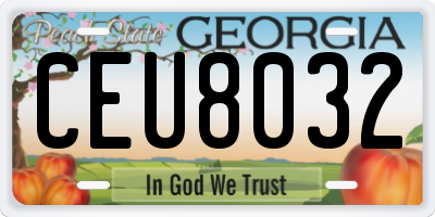 GA license plate CEU8032