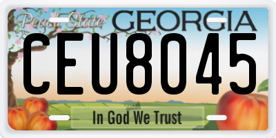 GA license plate CEU8045