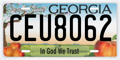 GA license plate CEU8062