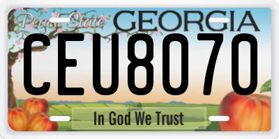 GA license plate CEU8070