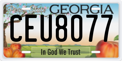 GA license plate CEU8077