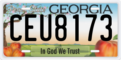 GA license plate CEU8173