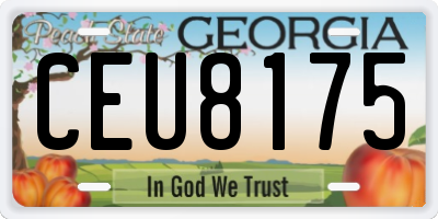 GA license plate CEU8175
