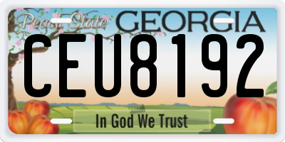 GA license plate CEU8192
