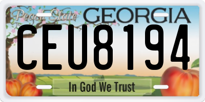 GA license plate CEU8194