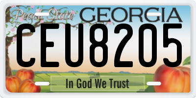 GA license plate CEU8205