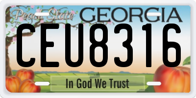 GA license plate CEU8316