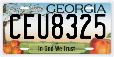 GA license plate CEU8325