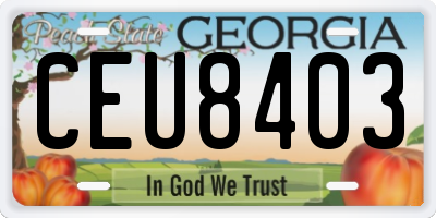 GA license plate CEU8403