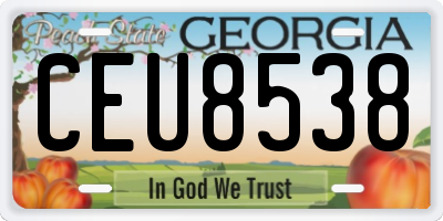 GA license plate CEU8538