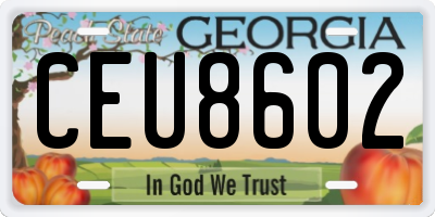 GA license plate CEU8602