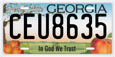 GA license plate CEU8635
