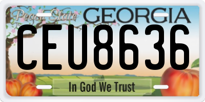 GA license plate CEU8636