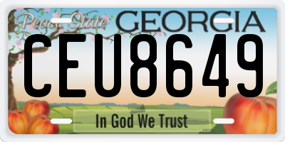 GA license plate CEU8649