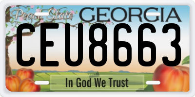 GA license plate CEU8663