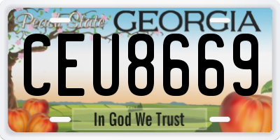 GA license plate CEU8669