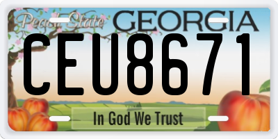 GA license plate CEU8671