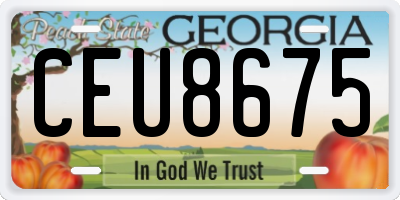 GA license plate CEU8675
