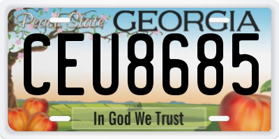 GA license plate CEU8685