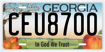 GA license plate CEU8700