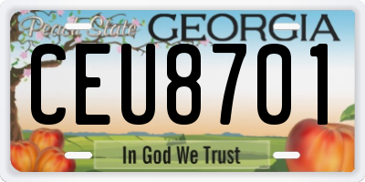 GA license plate CEU8701
