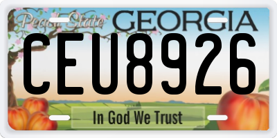 GA license plate CEU8926