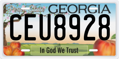 GA license plate CEU8928