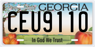 GA license plate CEU9110