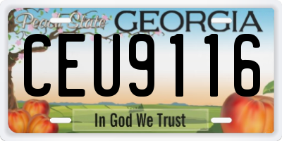 GA license plate CEU9116