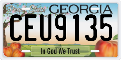 GA license plate CEU9135