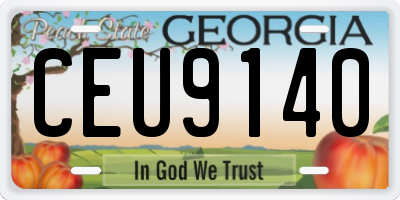 GA license plate CEU9140