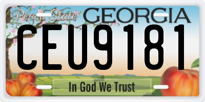 GA license plate CEU9181