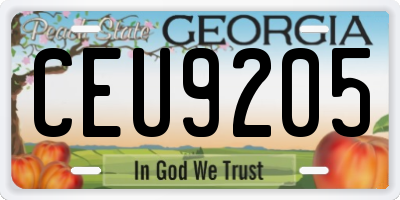 GA license plate CEU9205