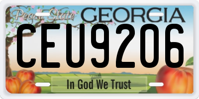 GA license plate CEU9206