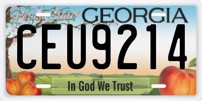 GA license plate CEU9214