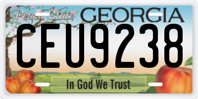 GA license plate CEU9238