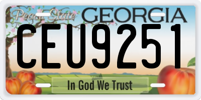 GA license plate CEU9251