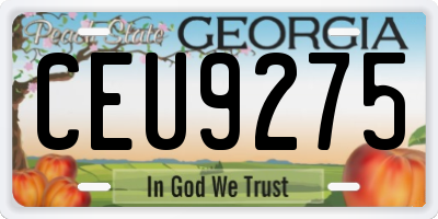 GA license plate CEU9275
