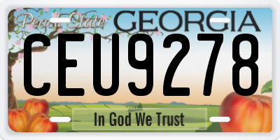 GA license plate CEU9278