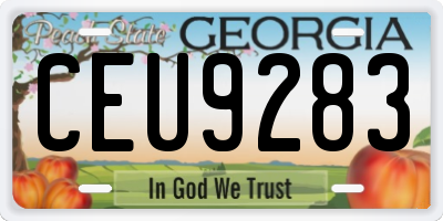 GA license plate CEU9283