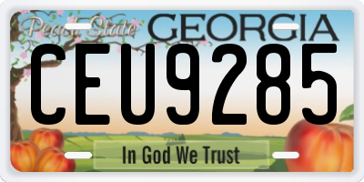 GA license plate CEU9285