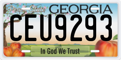 GA license plate CEU9293