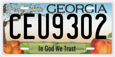 GA license plate CEU9302