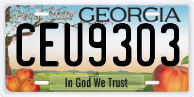GA license plate CEU9303