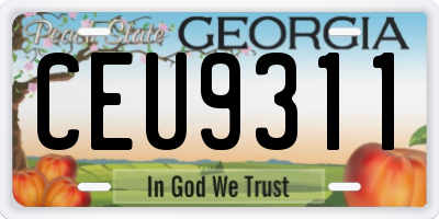 GA license plate CEU9311