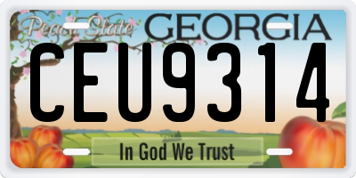 GA license plate CEU9314