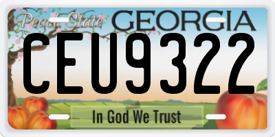 GA license plate CEU9322