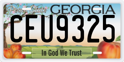 GA license plate CEU9325